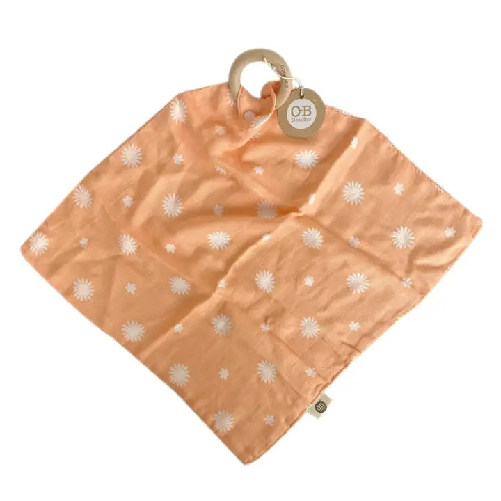 Peach Daisy Muslin Security Blanket