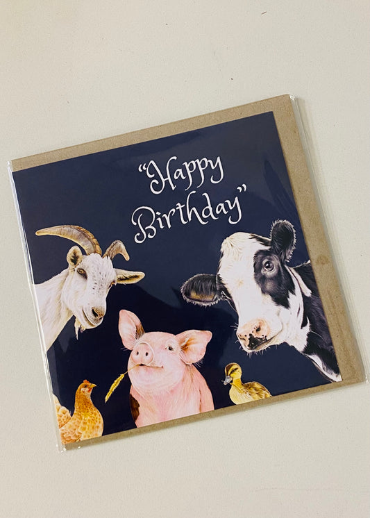 Happy Birthday Farm Friends Greeting Card