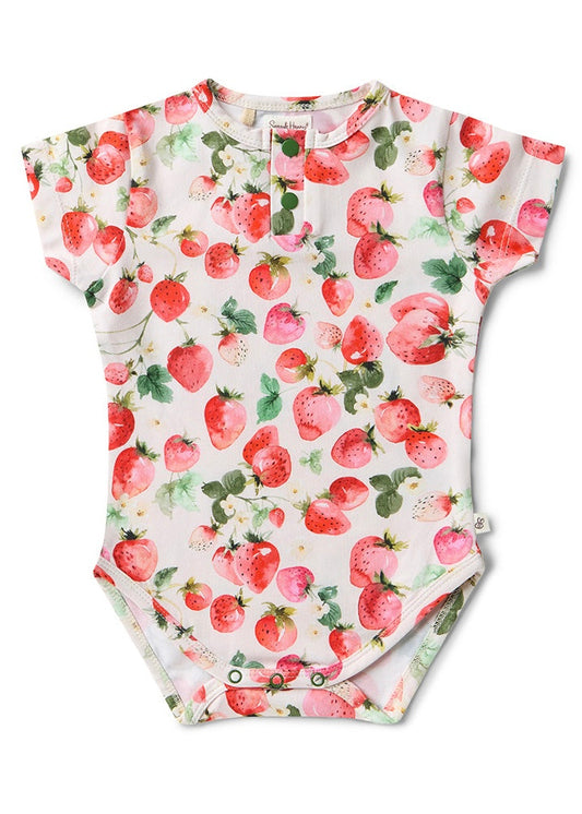 Strawberry Short Sleeve Organic Bodysuit