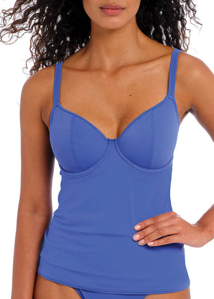 Jewel Cove Plain Azure UW Tankini Top