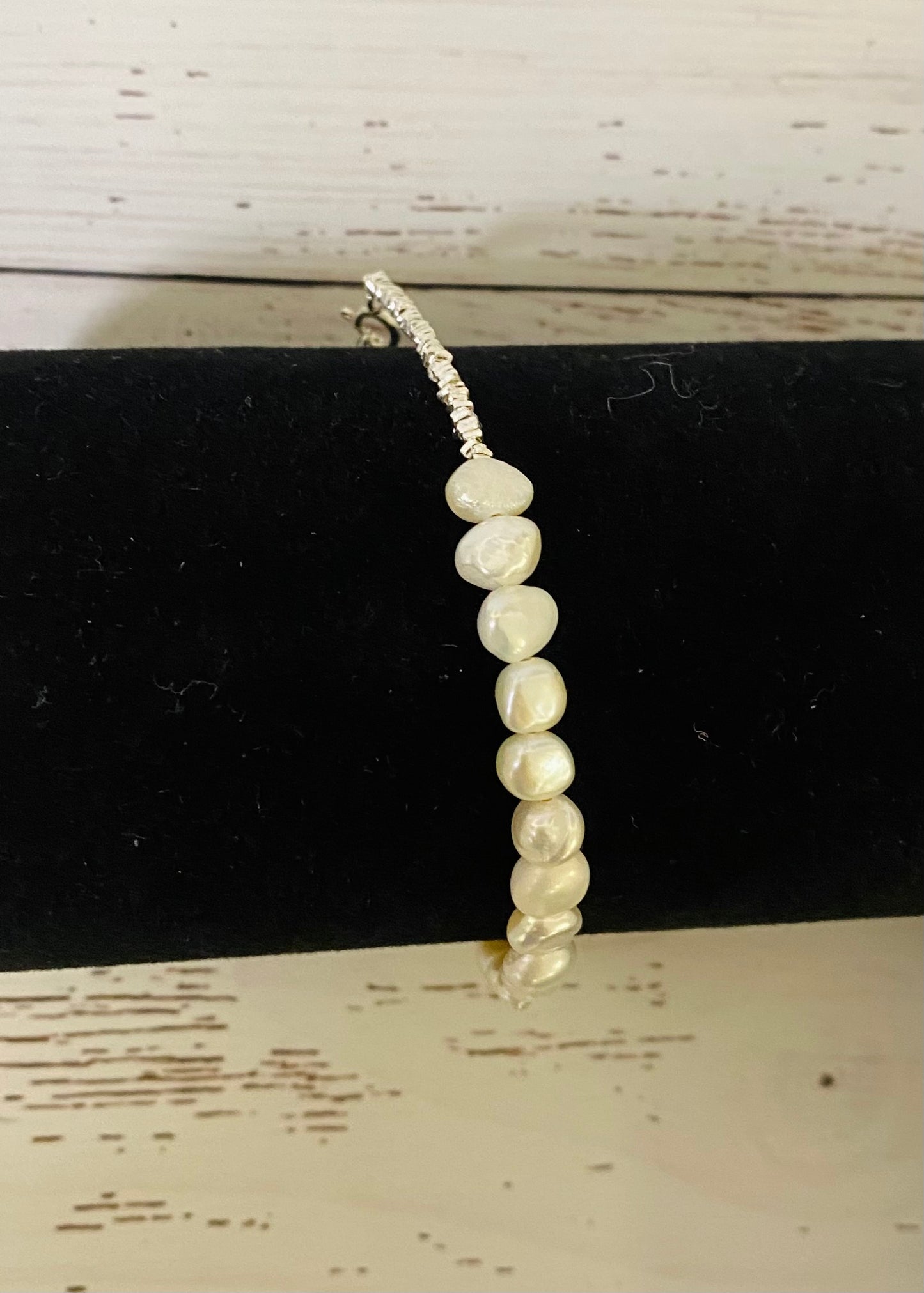 Kailani Crushed Silver & Pearl Bracelet