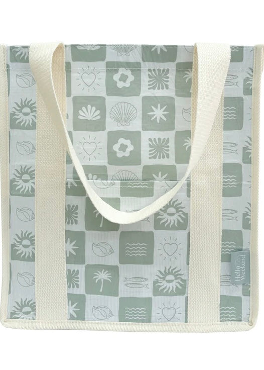 Daily Tote Bag Sage Checkerboard