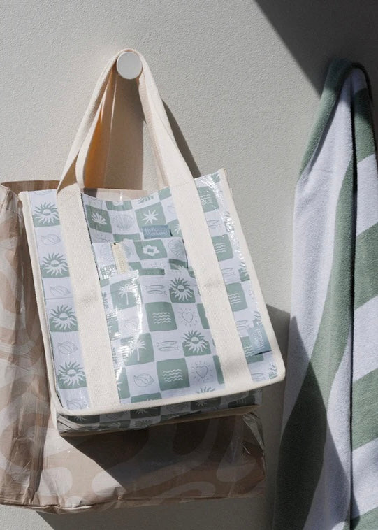 Daily Tote Bag Sage Checkerboard