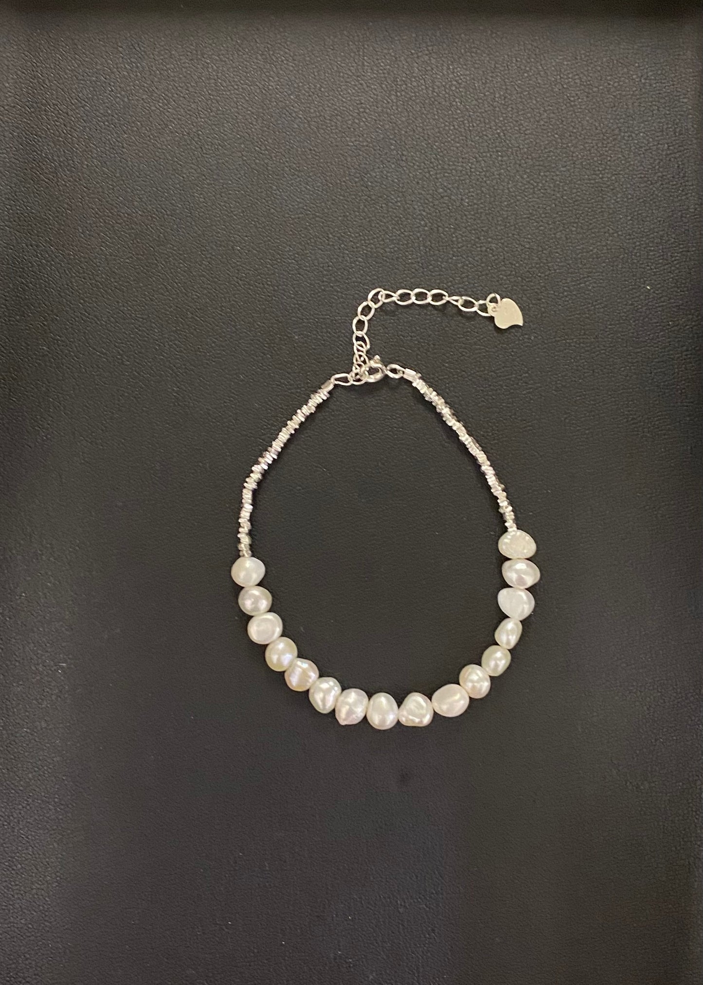 Kailani Crushed Silver & Pearl Bracelet