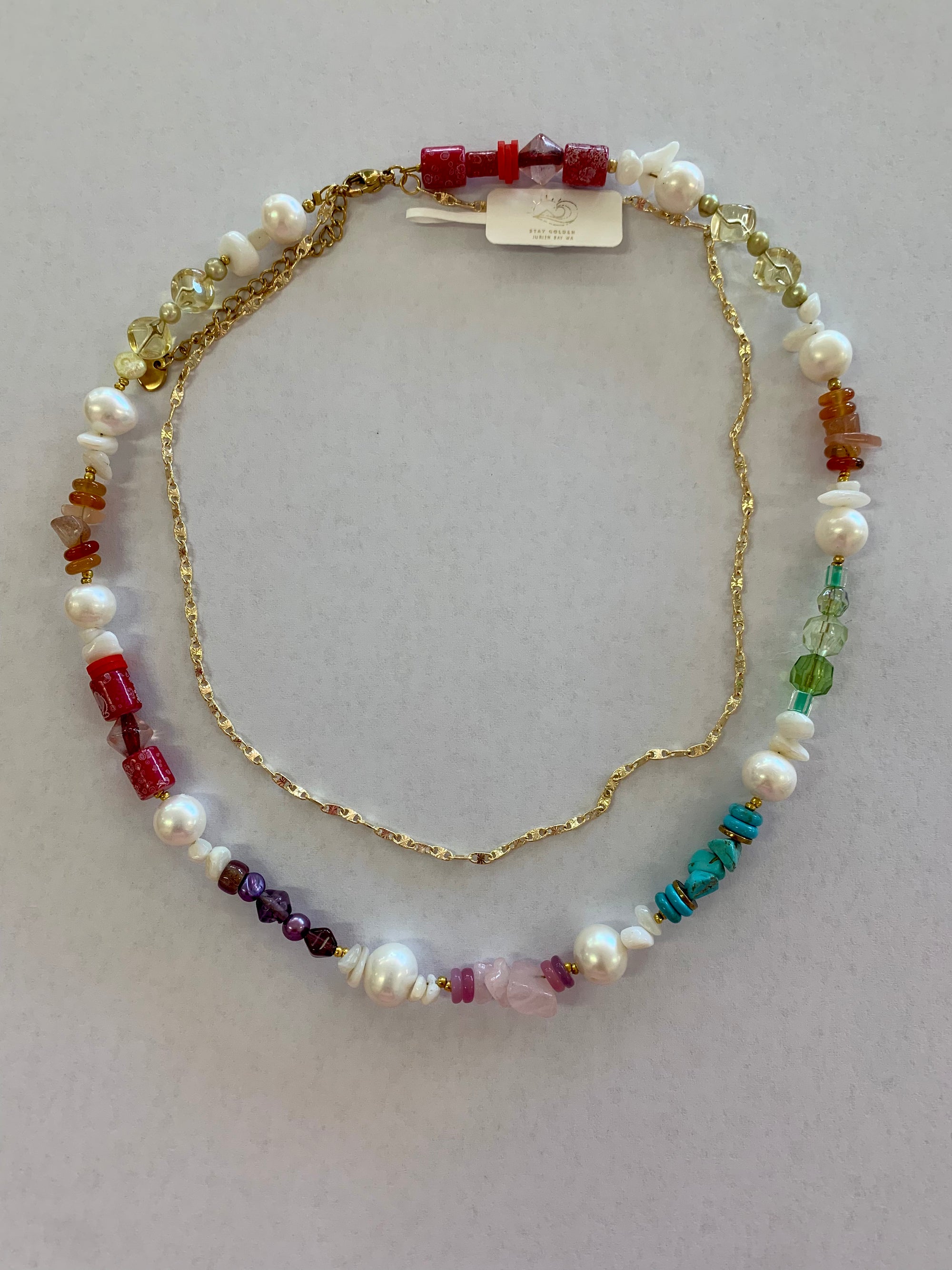 Crystal online moti necklace