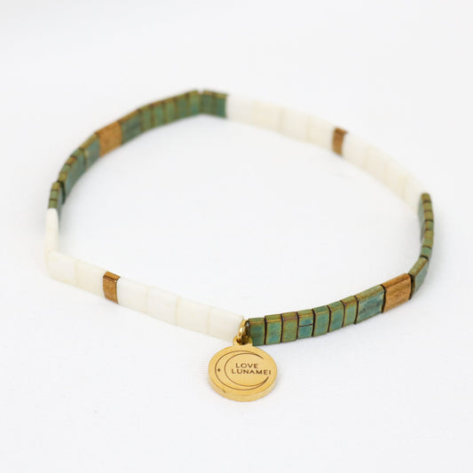 Love Bracelet in Oxidised, Cream and Antique Gold