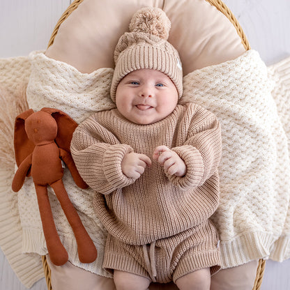 Hazelnut Oversized Cotton Knit Jumper