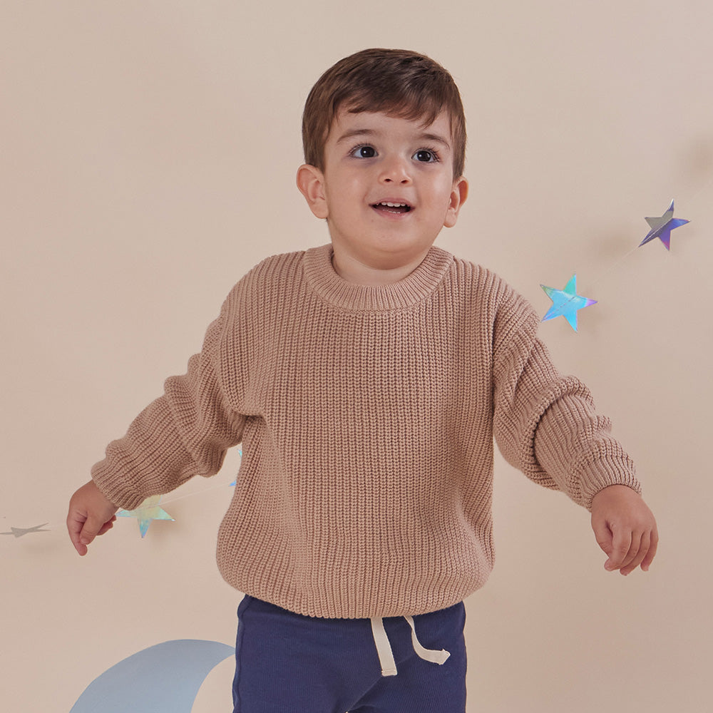 Hazelnut Oversized Cotton Knit Jumper