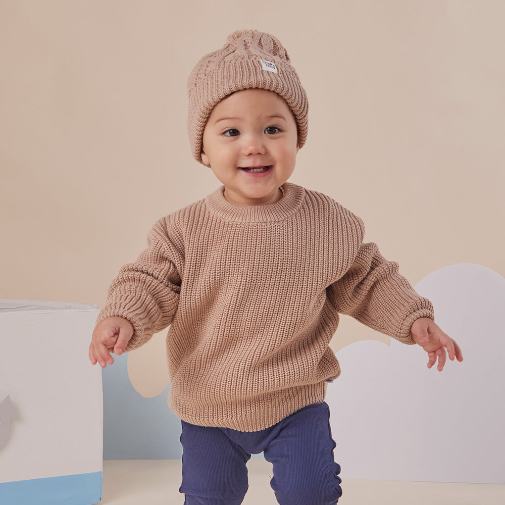 Hazelnut Oversized Cotton Knit Jumper
