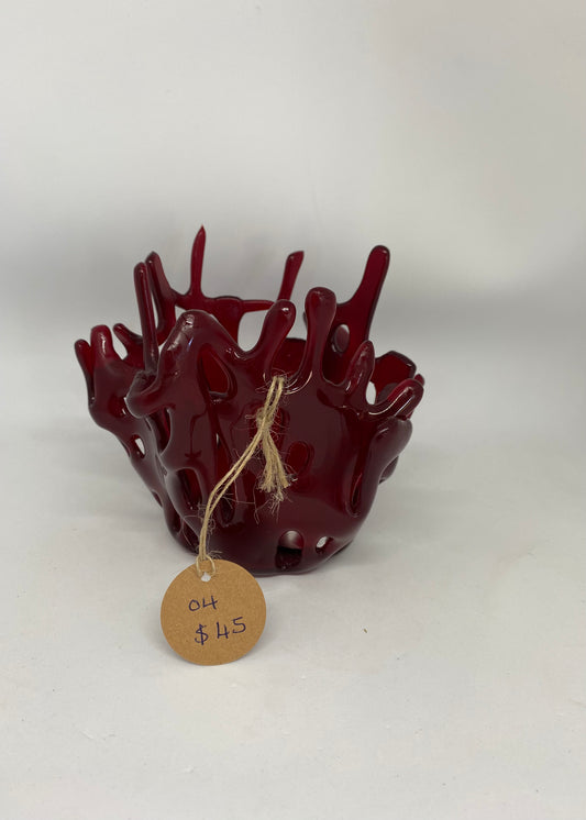 Jbay Glass Red Wine Colour Candle Holder #04
